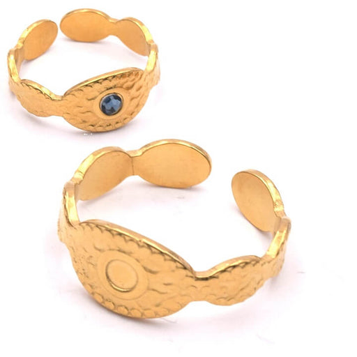 Kaufen Sie Perlen in der Schweiz Ring verstellbar Edelstahl Gold Für Cabochon SS12 - 3mm (1)
