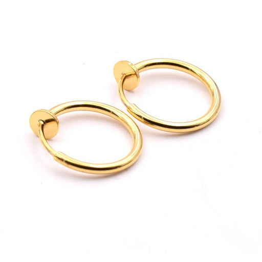 Kaufen Sie Perlen in der Schweiz Edelstahl GOLD Ohrring Clip-on Hoop 15mm (2)