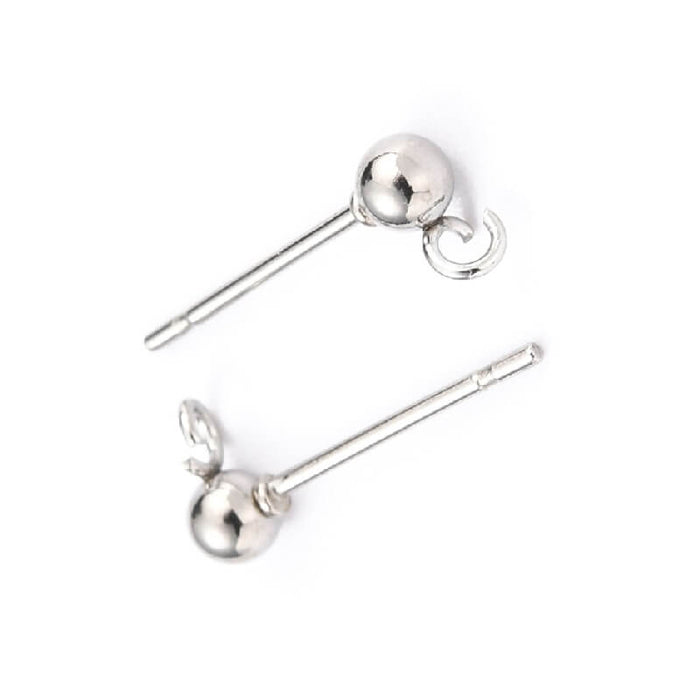 Boucles d'Oreilles Clou Boule 3mm Acier et Anneau et Poussoirs plastique (4)