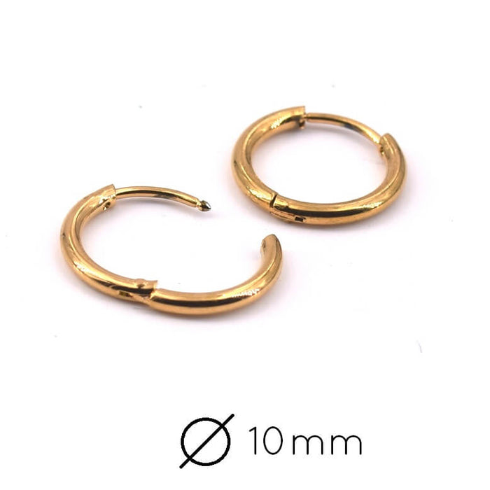 Boucles d'Oreilles Créole Huggie en Acier Doré - 13x1.6mm (2)