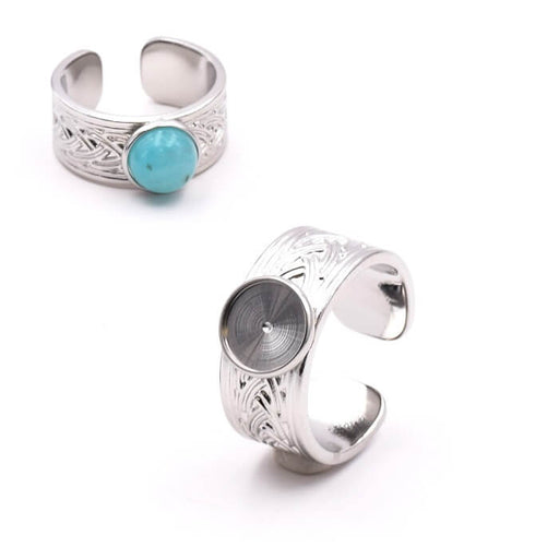 Kaufen Sie Perlen in der Schweiz Ring verstellbar Edelstahl Für Cabochon 17,5 mm Für Cabochon 8 mm (1)