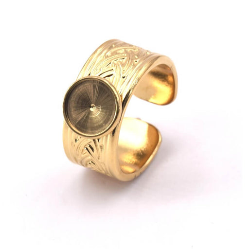 Kaufen Sie Perlen in der Schweiz Ring für Cabochon 8mm goldener Edelstahl - verstellbar (1)