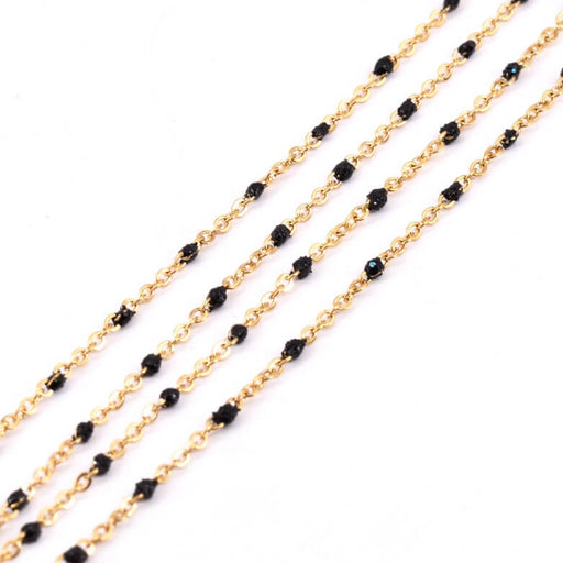 Kaufen Sie Perlen in der Schweiz Kette Edelstahlfeinem und schwarzen Emaillesplittern 1,5 mm (50 cm)