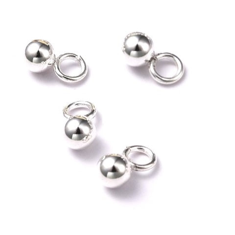 Pendentifs Ronds Boules Acier Inoxydable Argenté 3mm (4)