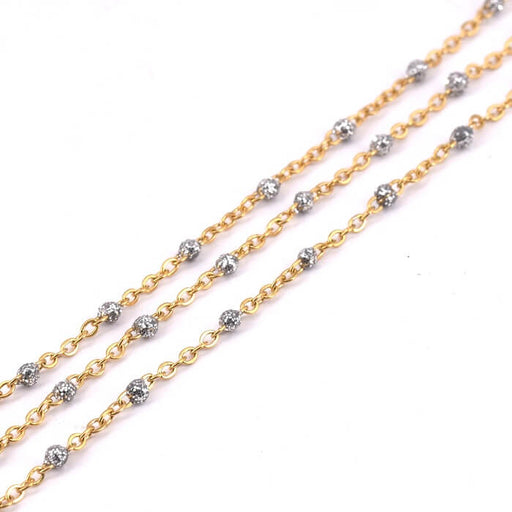 Kaufen Sie Perlen in der Schweiz Kette Edelstahl und grauer Emaille Glitter 2x1.5x0.3mm (50cm)
