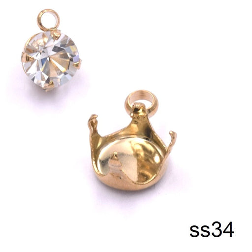 Kaufen Sie Perlen in der Schweiz Anhänger, runde Fassung für SS34, runder Stein, 7mm, goldener Edelstahl (1)