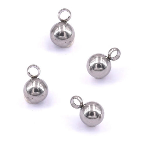 Kaufen Sie Perlen in der Schweiz Runder Perlenanhänger aus Edelstahl - 5mm - Loch: 1.8mm (4)