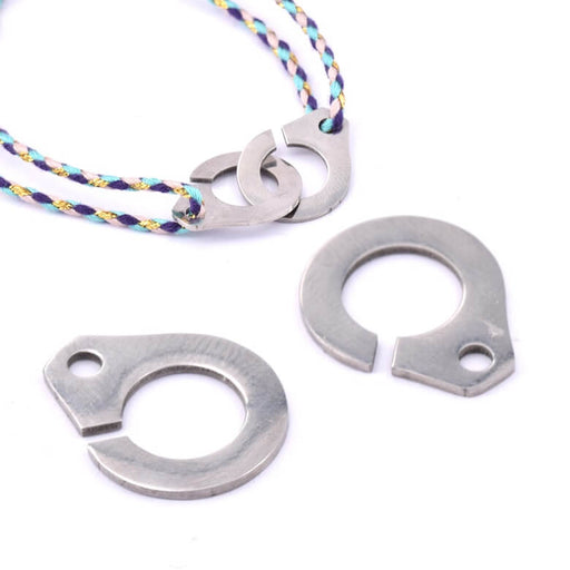 Kaufen Sie Perlen in der Schweiz Handschellen und Verbindungsverschluss Edelstahl 19x15mm - Loch: 2mm (1)