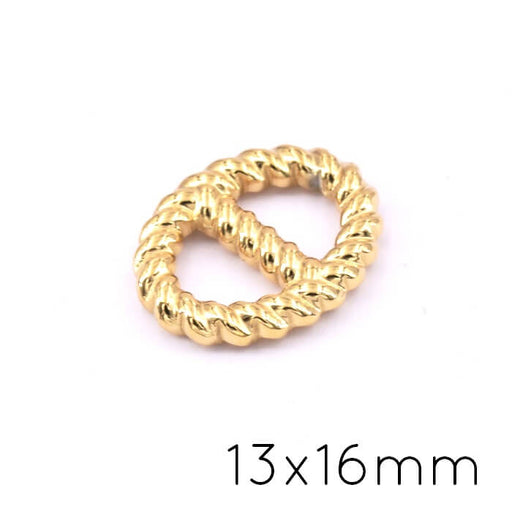 Kaufen Sie Perlen in der Schweiz Twisted Marine Link Verbinder Goldener Edelstahl - 13x16mm (1)