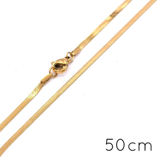Kaufen Sie Perlen in der Schweiz Schlangenkette Gold Edelstahl 50cm - 2.5mm (1)