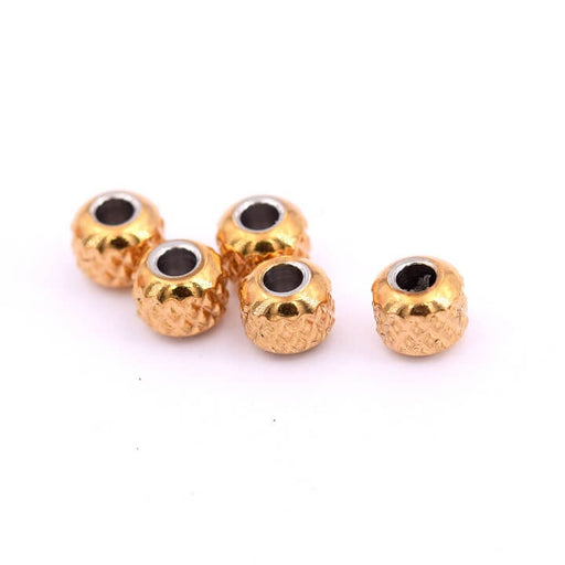Kaufen Sie Perlen in der Schweiz Rondellperle aus goldfarbenem Stahl mit Diamantschliff - 4x3.5mm - Loch: 1.6mm (8)