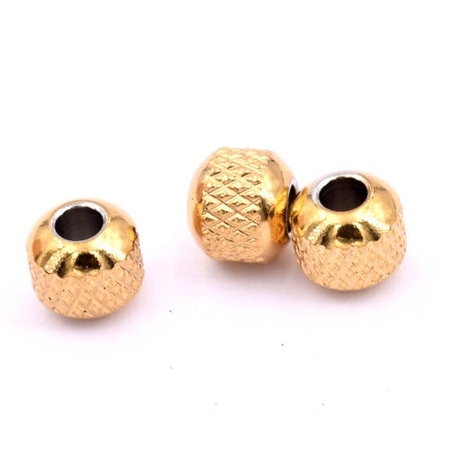 Kaufen Sie Perlen in der Schweiz Rondellperle aus goldfarbenem Stahl mit Diamantschliff - 6x5.5mm - Loch: 2mm (6)