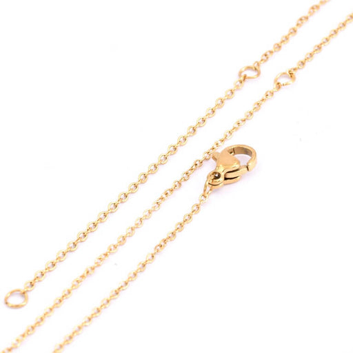 Kaufen Sie Perlen in der Schweiz Extra feine 1mm Kette Halskette für goldenen Stahl - einstellbar 36-42-47cm (1)