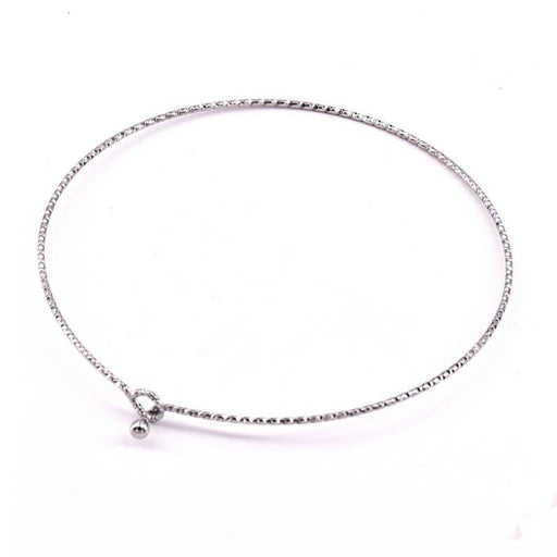 Bracelet jonc fin strié en acier inoxydable - 60mmx1mm (1)