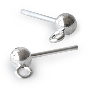 Boucles d'oreilles Clou boule 4mm et anneau métal plaqué argent (4)