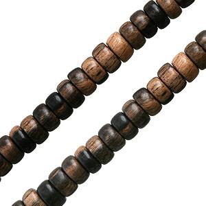 Achat Perles pukalet heishi bois d&#39;ébène tigré sur fil 8 x 4 mm (1)