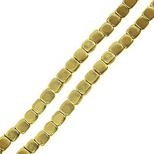 Kaufen Sie Perlen in der Schweiz Strang aus flachen eckigen messingperlen 3x5mm (1)