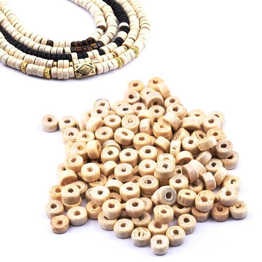Kaufen Sie Perlen in der Schweiz Natürliches Ahornholz Heishi Rondelle Bead 6x3mm - Loch: 2mm (15g)