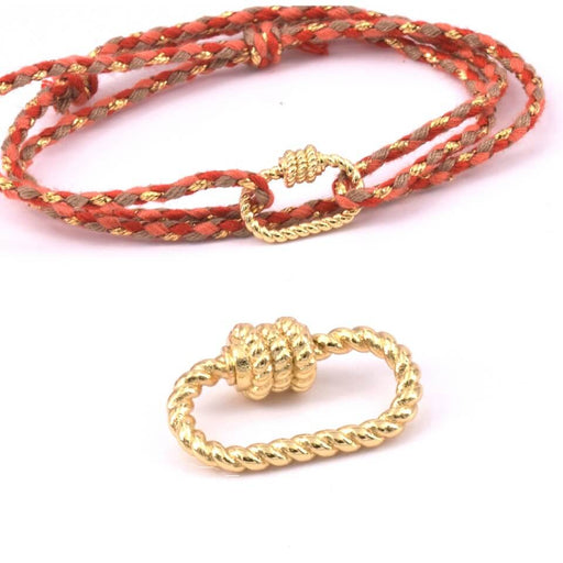 Kaufen Sie Perlen in der Schweiz Schraubverschluss Juwel Anhänger Twisted Connector Gold Qualität 14x9mm (1)