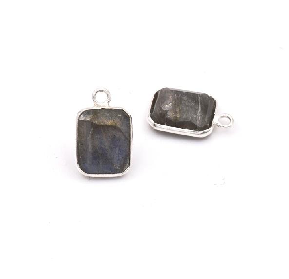 Pendentif Rectangle Labradorite Sertis Argent 925 - 11x9mm (1)