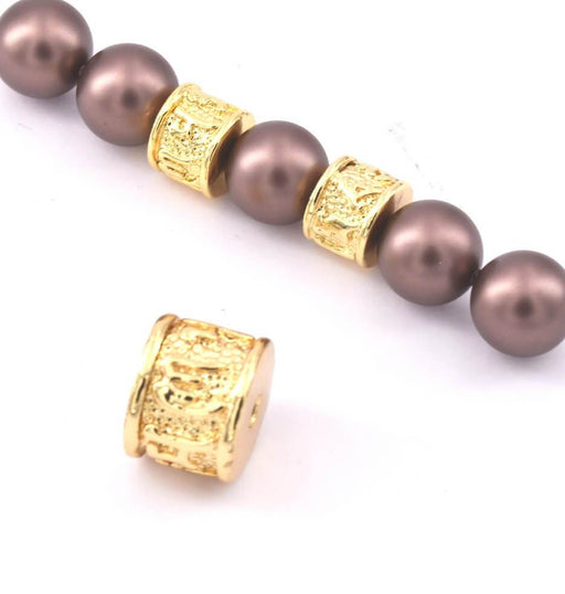 Kaufen Sie Perlen in der Schweiz Röhrenperle Ethnisch vergoldet, 4.5x7 mm, Bohrung: 2 mm (1)