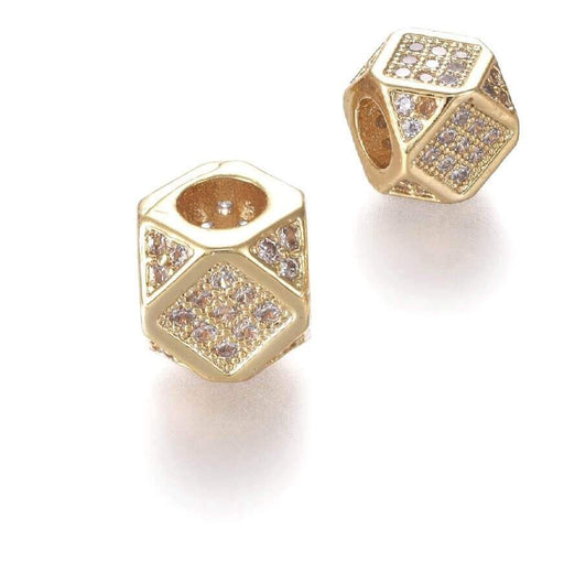 Kaufen Sie Perlen in der Schweiz Facettiertes Polygon perlen mit Zirkonen vergoldet Qualität 6.5mm (1)