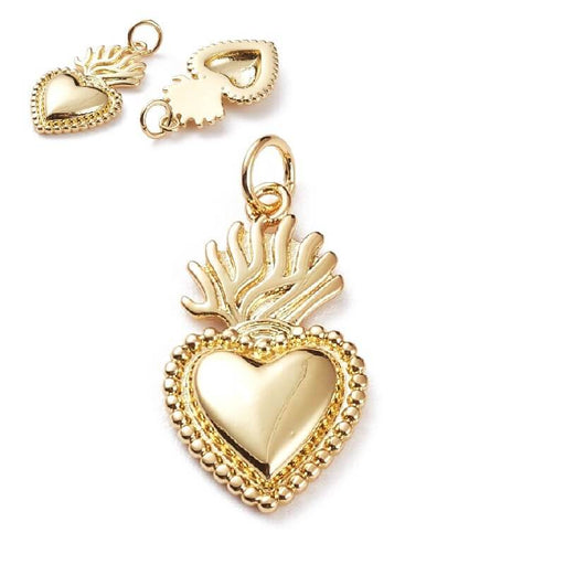 Kaufen Sie Perlen in der Schweiz Charm-Anhänger Heiliges Herz Gold Metall Qualität 20x13mm (1)