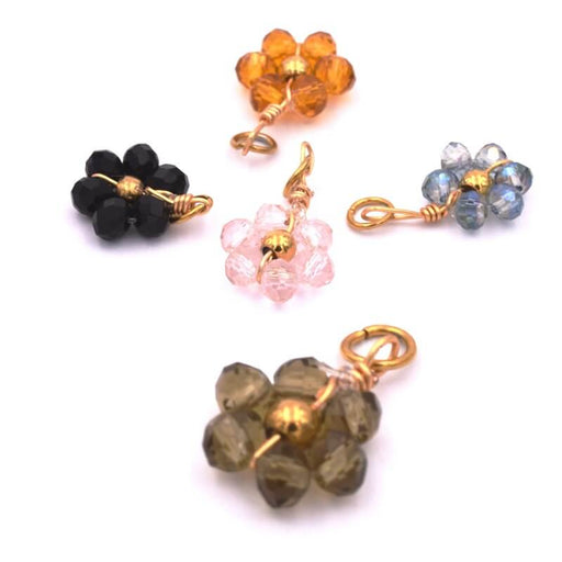Kaufen Sie Perlen in der Schweiz Anhänger Blumenglas Black Diamond und Stahl gold mit Ring 10x14mm (1)