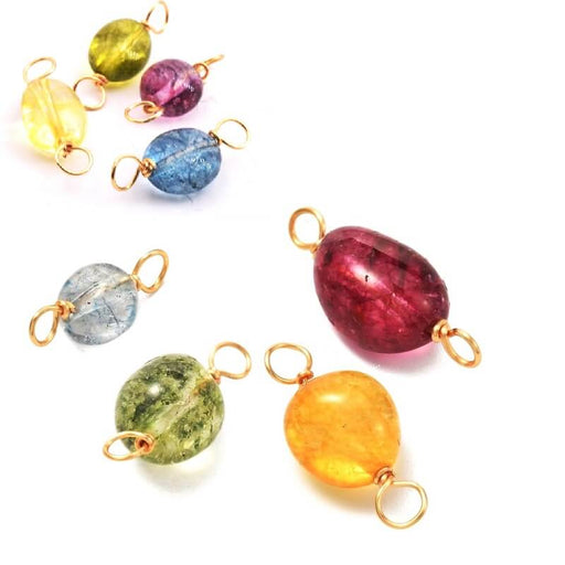 Kaufen Sie Perlen in der Schweiz Verbindung Oval Mix Color Quartz - 12-7x9-6mm mit hochwertigem Golddraht (4)