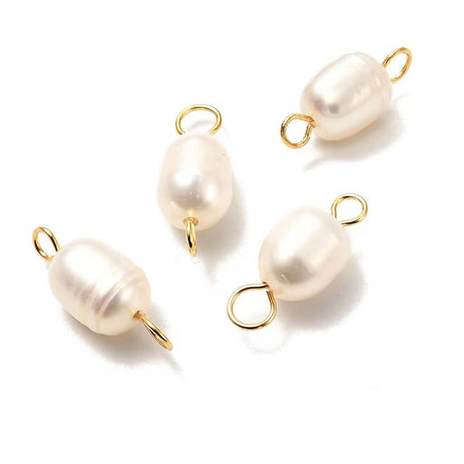 Kaufen Sie Perlen in der Schweiz Süßwasserperlen-Barockverbinder - 8-9 x 6 mm mit Goldstahldraht (4)