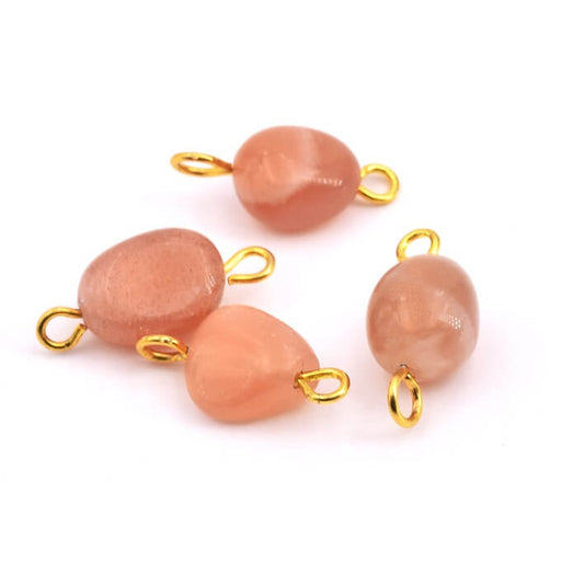 Mondstein rosa Perlenverbinder - 11 x 8 mm mit hochwertigem Golddraht (4)