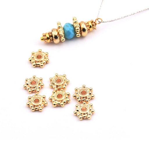 Kaufen Sie Perlen in der Schweiz Heishi Rondelle Perlen Blume Vergoldete Qualität 8mm (6)