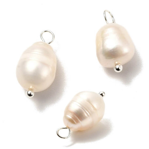Kaufen Sie Perlen in der Schweiz Süßwasserperlen-Barock-Anhänger - 10 x 8 mm mit hochwertigem Silberdraht (2)