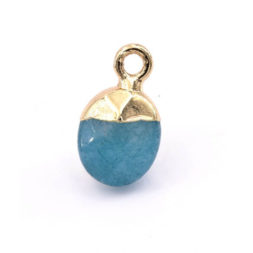 Kaufen Sie Perlen in der Schweiz Kleiner Anhänger grün-blau gefärbte Jade mit goldenem Metallhaken -10 mm (1)