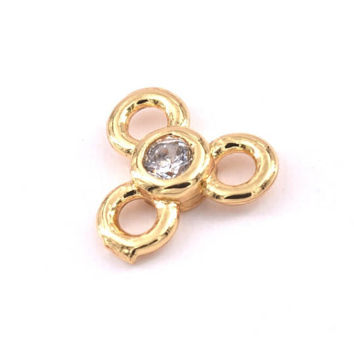 Kaufen Sie Perlen in der Schweiz Verbindungsstück Trio Zirkon Crystal Goldene Messingqualität - 6,5 x 7 mm - Loch: 1,4 mm (1)