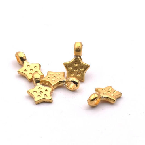 Kaufen Sie Perlen in der Schweiz Tiny Charms Stern-Charm mattgoldene Messingqualität 5mm (5)