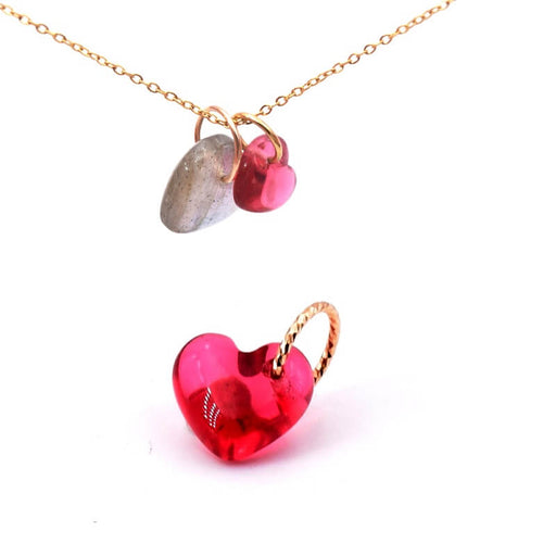 Kaufen Sie Perlen in der Schweiz Herzanhänger 8 mm rosa Turmalin mit goldgefülltem Ring (1)