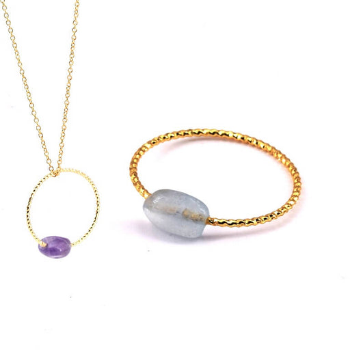 Kaufen Sie Perlen in der Schweiz Ring-Anhänger Aquamarin 22mm, Flash-Gold (1)