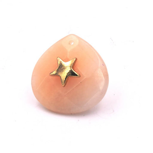 Kaufen Sie Perlen in der Schweiz Facettierter Tropfenanhänger Orange Aventurin und goldener Stern 28x28x10mm (1)