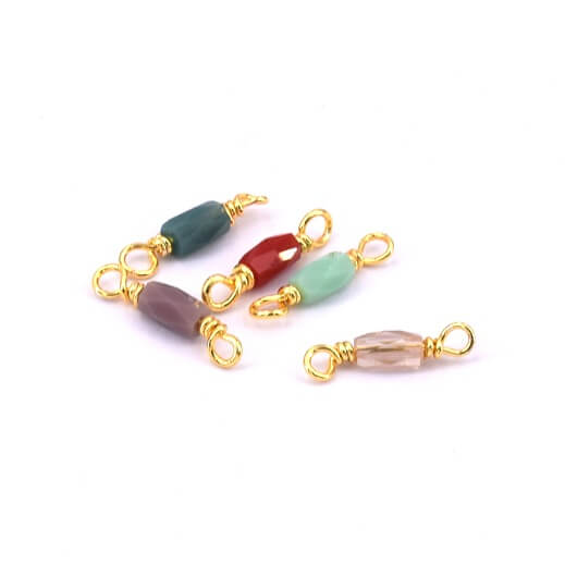 Verbindungsstück Glas Mix Farben und goldenes Messing 14x3mm (5)