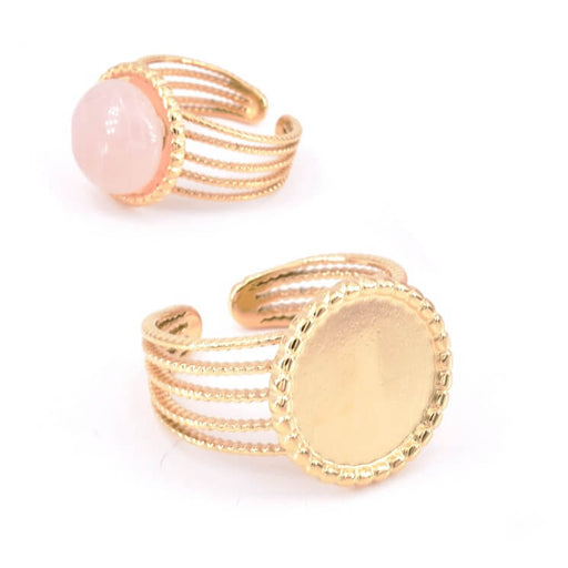 Kaufen Sie Perlen in der Schweiz Ring Edelstahl GOLDEN verstellbar für Cabochon 12mm (1)