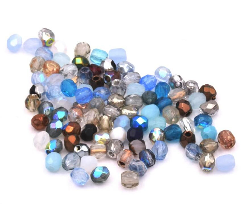 Perles Facettes de Bohème Mix teintes bleutées 3mm (4g)