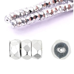 Kaufen Sie Perlen in der Schweiz Böhmische facettierte Rondelle Silber 6x3mm - Loch: 1mm (50)