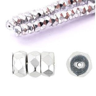 Perle rondelle facette de Bohème Silver 6x3mm - Trou : 1mm (50)