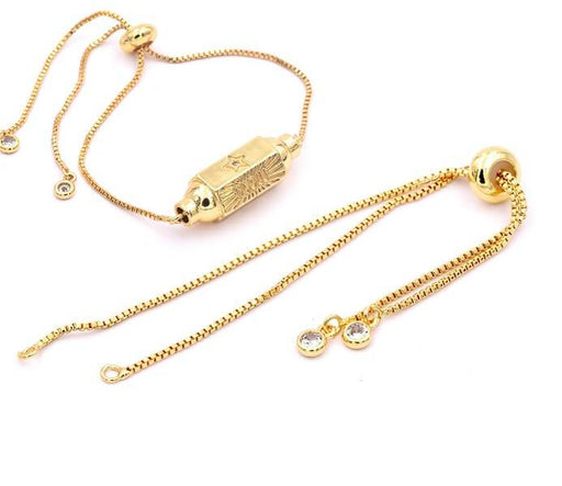 Kaufen Sie Perlen in der Schweiz Verstellbare quadratische Kette für Armband - hochwertig vergoldet 12cm x2 (1)
