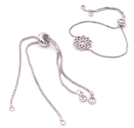 Kaufen Sie Perlen in der Schweiz Verstellbare quadratische Gliederkette für Armband - Qualität platiniert 12cm x2 (1)