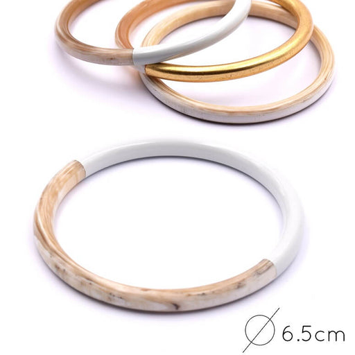 Kaufen Sie Perlen in der Schweiz Naturarmband aus Horn, weiß lackiert, 65 mm - Stärke: 6 mm (1)