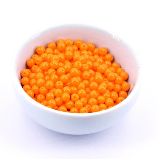 Kaufen Sie Perlen in der Schweiz Firepolish Rundperle opaque bright orange 4mm (50)