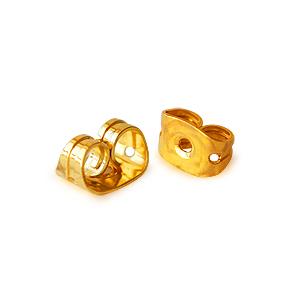 Poussoir pour clou d'oreilles métal doré or fin 6mm (10)