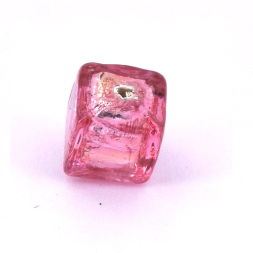 Perle de Murano cube rubis et argent 6x6mm (1)